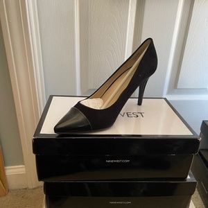 Black Suede-Leather Nine West Pumps